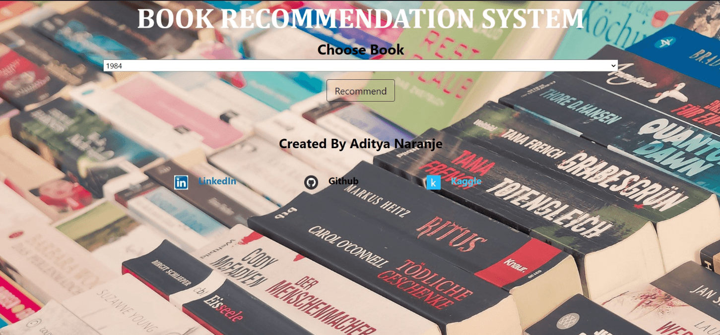Book recommender screenshot
