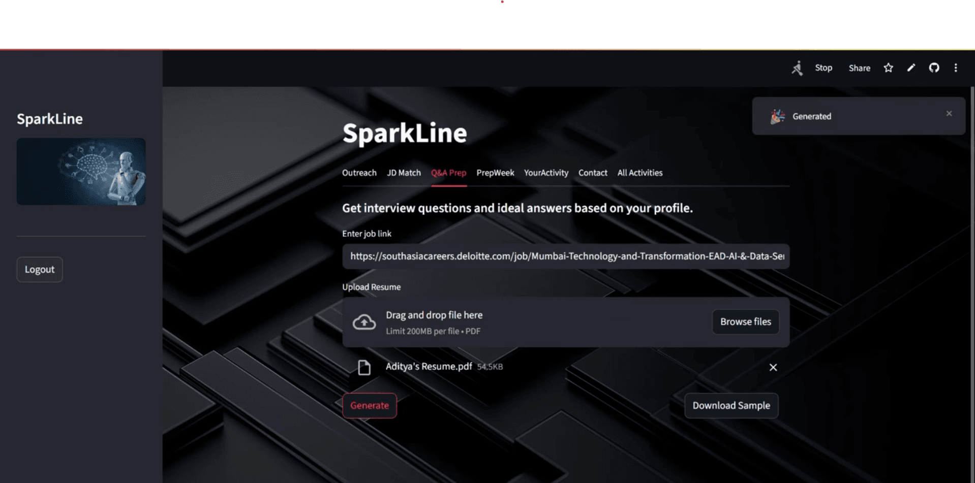 SparkLine screenshot