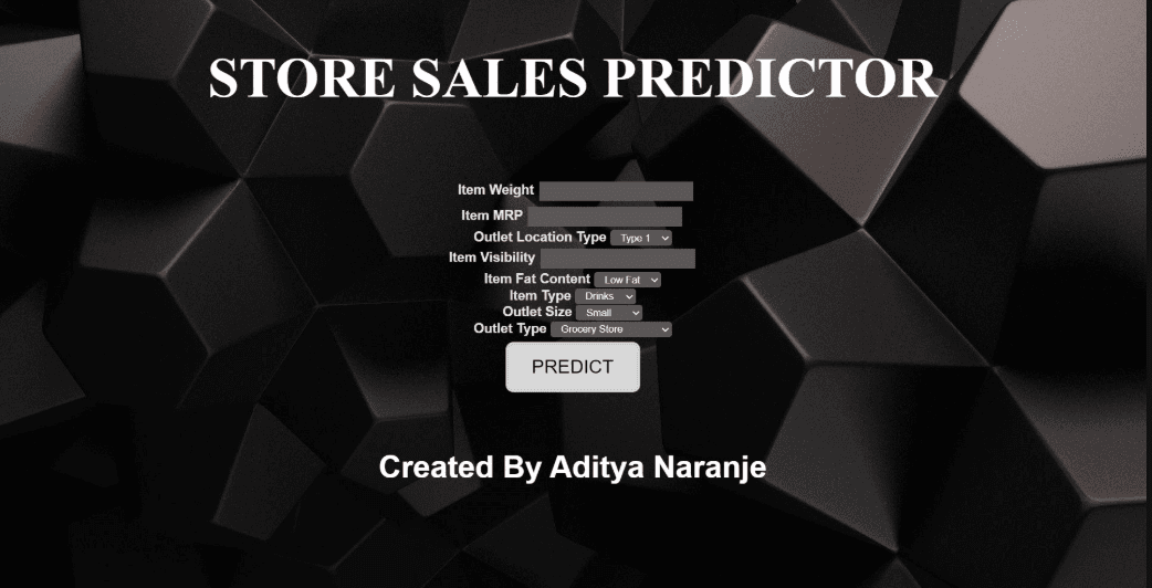 Store sales prediction screenshot